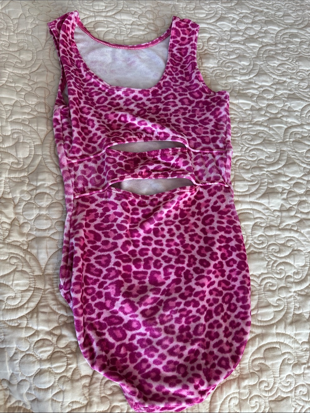 Girls' Pink Leopard Print Sleeveless One-Piece Bodysuit - Picture 2 of 2